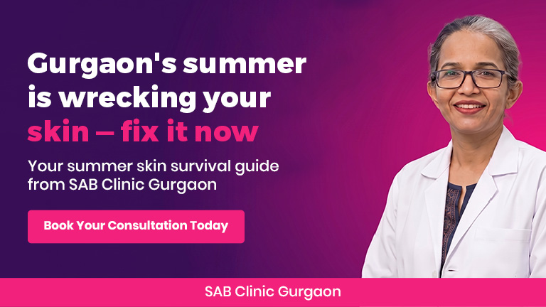 Dermatologist at SAB Clinic Gurgaon advising patient on summer skin care routine and sun protection