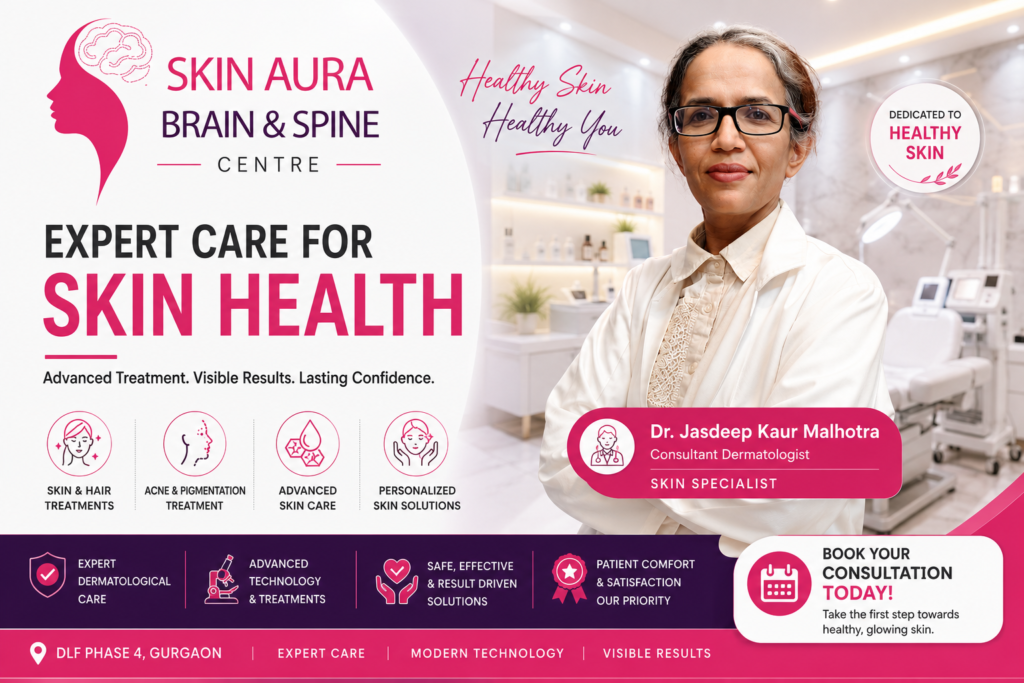 Young Indian woman with red skin allergy and itchy rashes consulting an experienced dermatologist at Skin Aura Clinic in DLF Phase 4, Gurgaon.