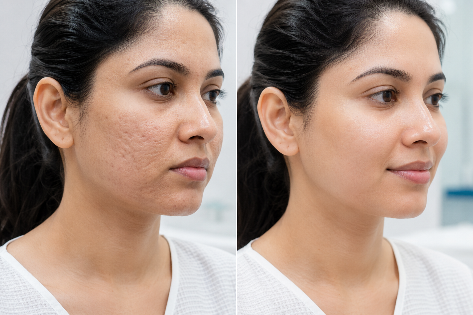 Acne scar skin before MNRF treatment at Skin Aura Clinic Gurgaon
