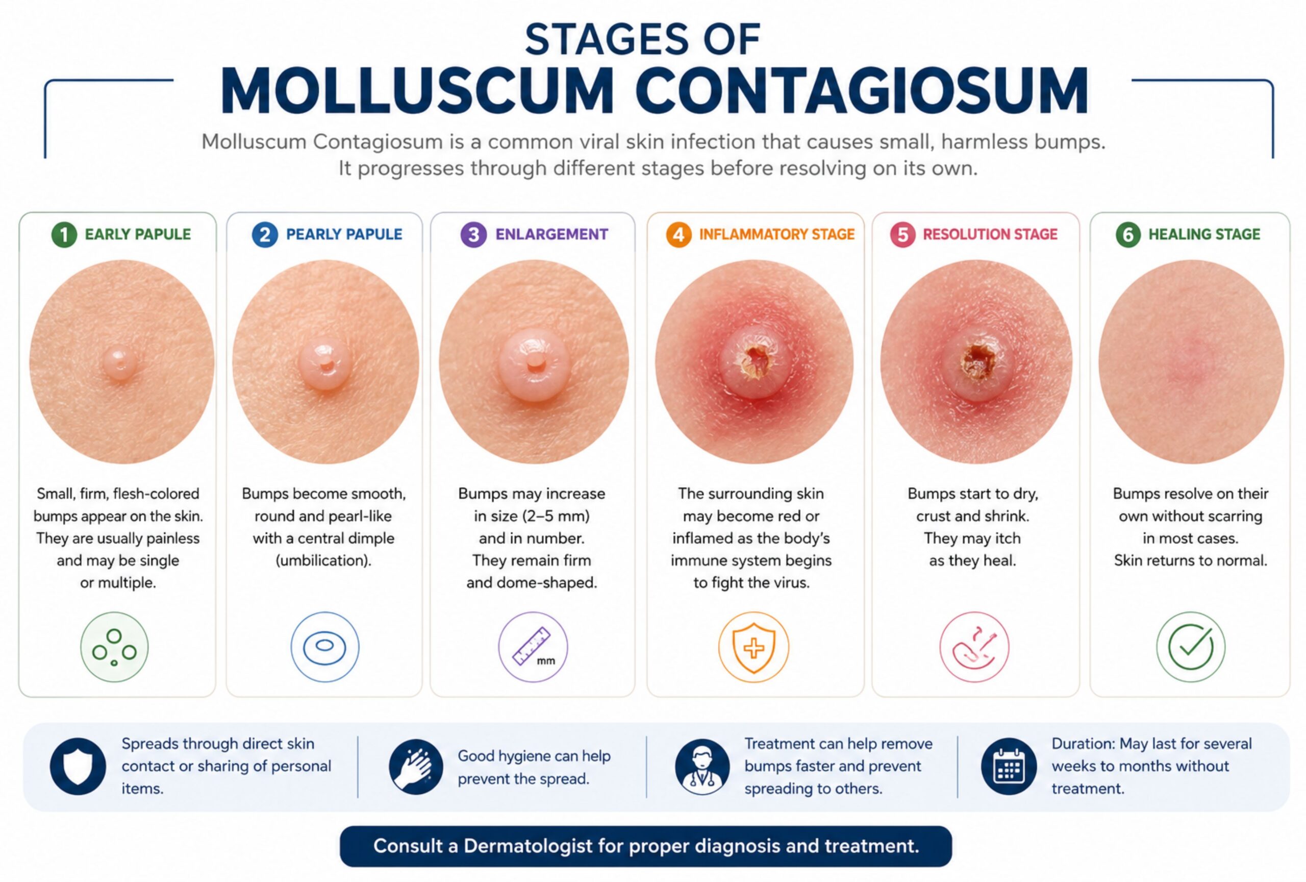 Molluscum contagiosum stages