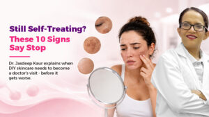 Person examining skin concern before visiting dermatologist in Gurgaon