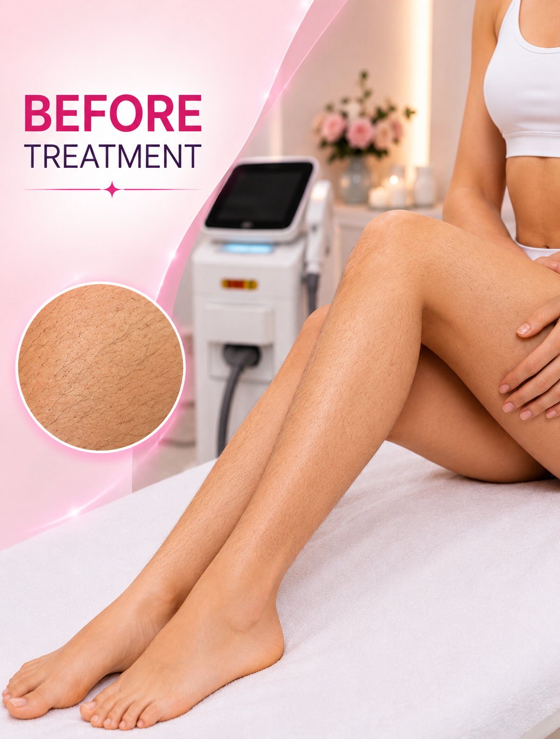 Before full body laser hair reduction treatment at SAB Clinic Gurgaon